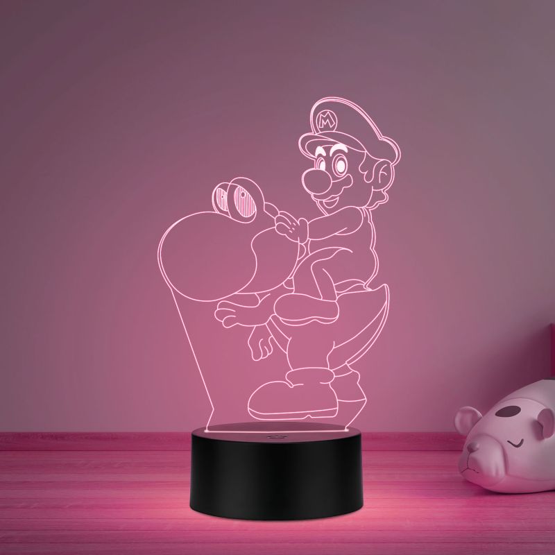 3D Illusion Mario Cartoon Night Lamp with Multicolored Light Best Gift for Children Girls Boys Gift for Cartoon Lover